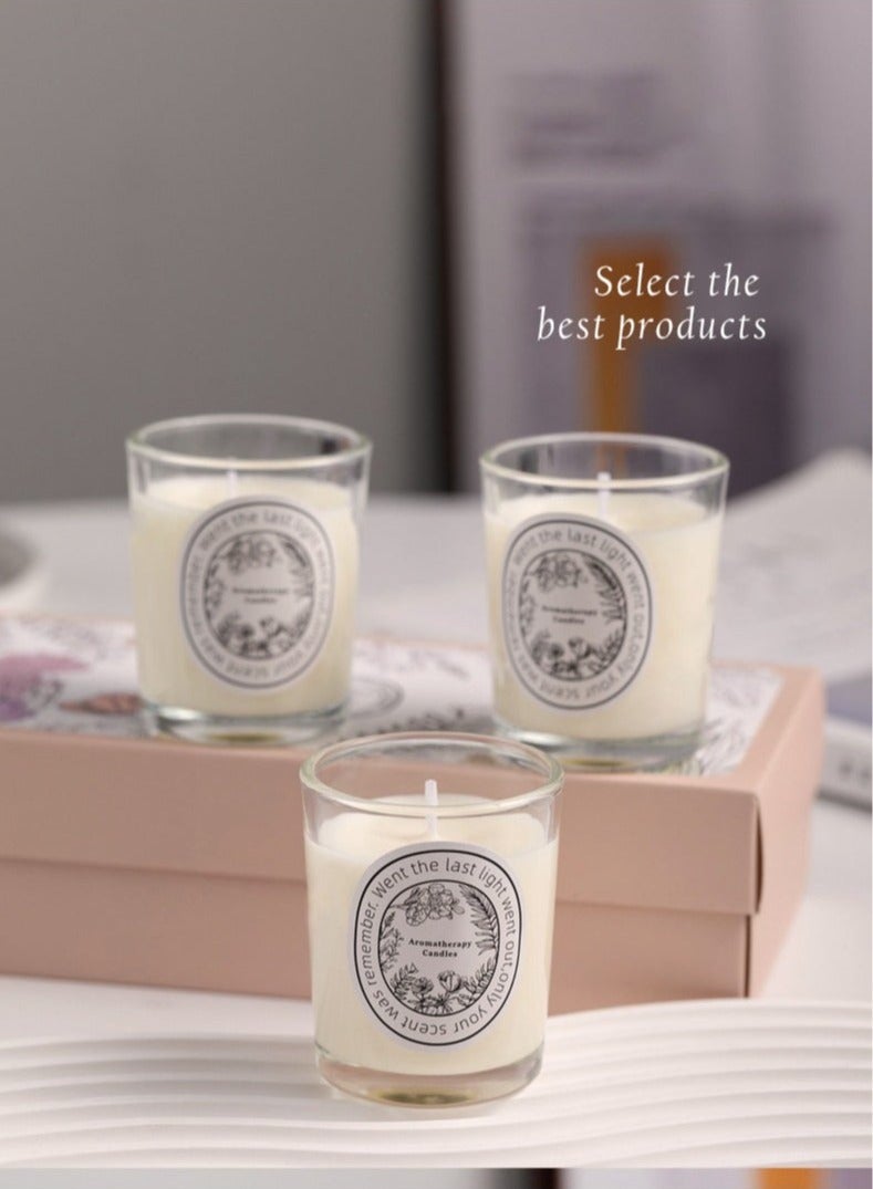 طقم من 3 شموع معطرة، ثلاث روائح مختلفة، اللون: أبيض (زهري) - Image 3